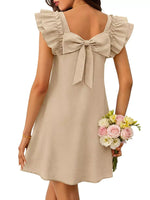 Ruffled Sleeve Square Neck Casual Dress