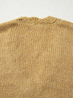 Lantern Sleeve Scallop V Neck Buttoned Front Cardigan