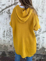 Full Size Button-Down Hooded Cardigan Plus Size