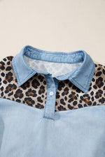 Leopard Print Panel Short Sleeve Dress