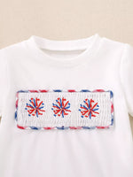 Children's Fireworks Round Neck Tee and Plaid Shorts Set