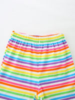 Children's Seahorse Ruffle Sleeve Top and Rainbow Striped Shorts Set