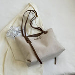 Leather Trim Canvas Shoulder Bag