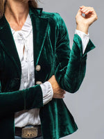 Velvet Lapel Collar Button Up Blazer