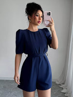 Tie Waist Short Sleeve Romper