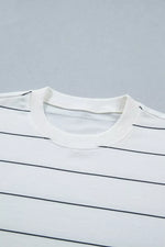 Stripe Half Sleeve Tee and Drawstring Shorts Set