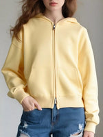 Full Size Casual Zip-Up Long Sleeve Hoodie Plus Size