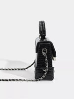 Crocodile Pattern Flap Crossbody Bag
