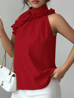 Ruffle High Neck Sleeveless Top