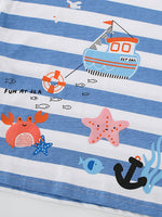 Children's Striped Printed Round Neck T-Shirt