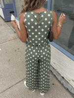 Polka Dot Sleeveless Top and Wide Leg Pants Set