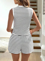 Striped Knit Tie-Front Sleeveless Top & Shorts Set