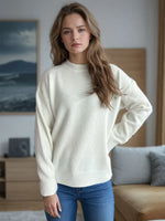 Round Neck Drop Shoulder Long Sleeve Sweater