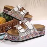 Rhinestone Double Buckle Sandals