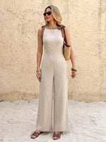 Sleeveless Wide Leg Jumpsuit with Bow Detail