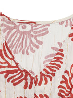 Printed V-Neck Cap Sleeve Dress