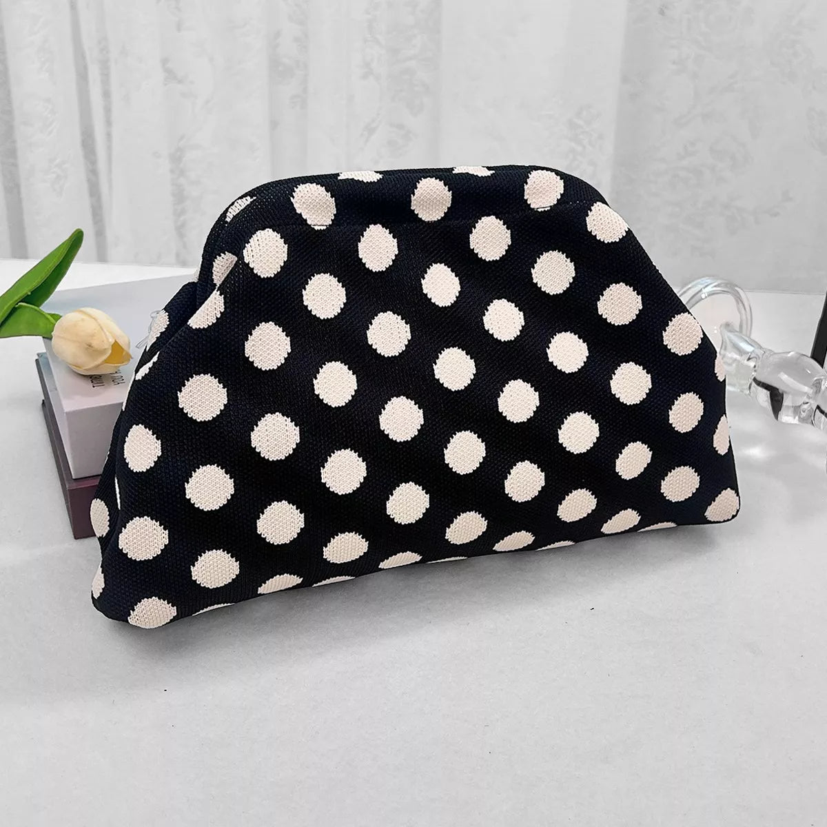 Portable Contrast Knit Clutch