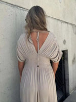 Full Size Slit V-Neck Smocked Waist Maxi Dress Plus Size