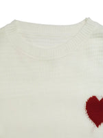 Heart Pattern Dropped Shoulder Sweater