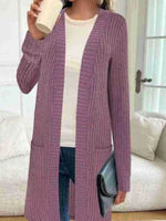 Ribbed Knit Open Front Cardigan