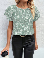 Animal Print Ruffle Sleeve Blouse