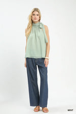 Umgee Halter Tie Neck Sleeveless Chiffon Top