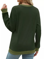 Contrast Trim Crew Neck Casual Sweatshirt
