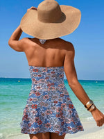 Cutout Printed Halter Neck One-Piece Swimwear
