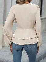 Surplice Balloon Sleeve Blouse