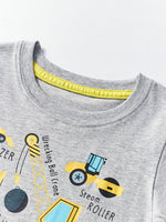 Children's Construction Vehicle Crew Neck Short Sleeve T-Shirt
