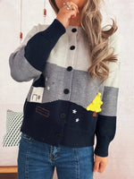 Color Block Button-Up Cardigan