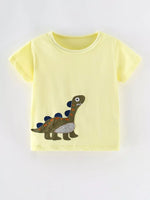 Children's Cute Dinosaur Applique Short Sleeve T-Shirt
