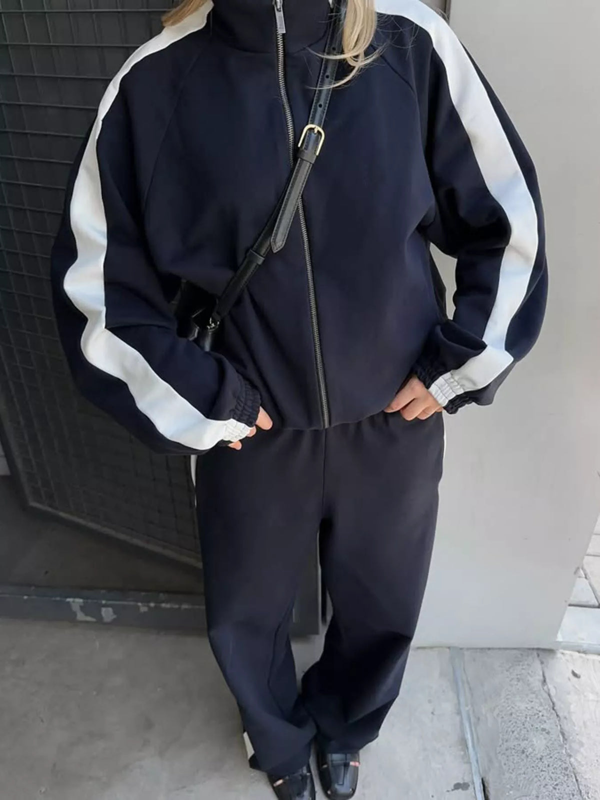 Zip Up Long Sleeve Outerwear and Pants Set