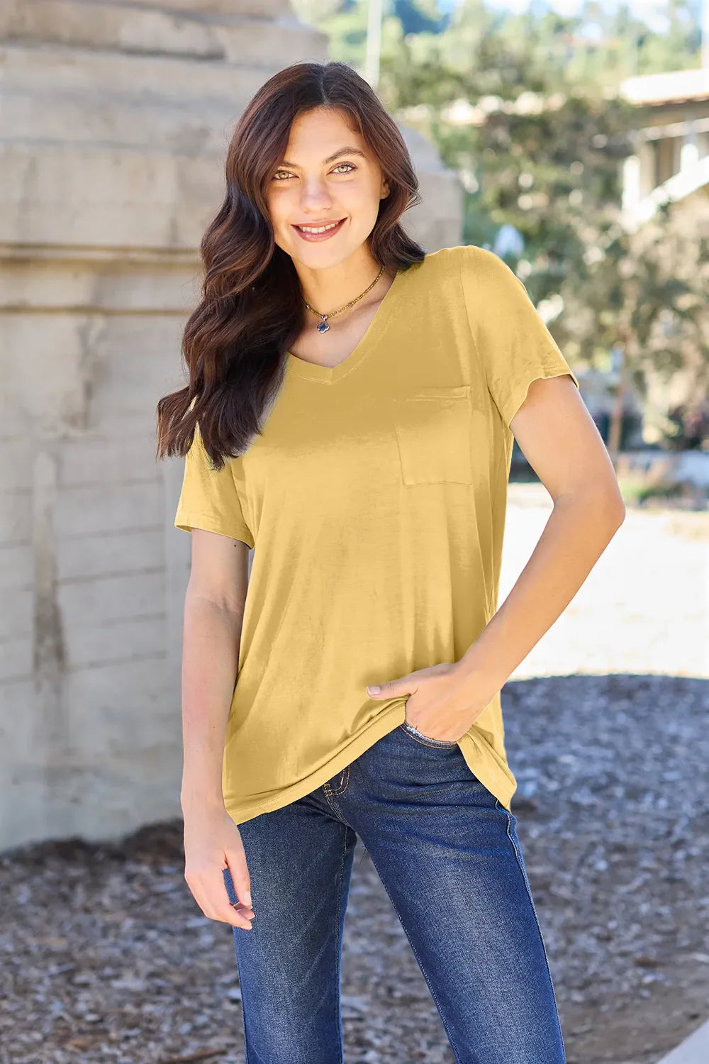 Basic Bae Bamboo Full SizeV-Neck Short Sleeve T-Shirt