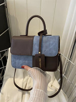 Two-Tone PU Leather Crossbody Bag