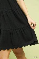 Umgee Linen Tiered Babydoll Dress with Ruffle Sleeves