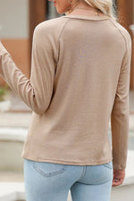 Texture Round Neck Long Sleeve T-Shirt