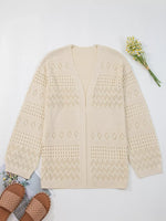 Hollowed Knit Open Front Cardigan