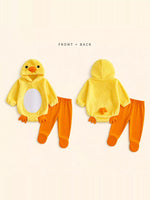 Children's Duck Hooded Bodysuit and Pants Two-Piece Set