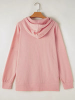 Waffle Knit Fleece Lined High Low Oversized Hoodie