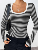 Striped Long Sleeve Scoop Neck T-Shirt
