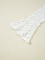 Sheer Lace Bell Sleeve Mock Neck Blouse