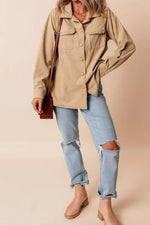 Frill Button Up Long Sleeve Shacket