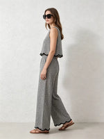 Plaid Scalloped Trim Tank and Pants Set