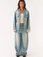 Button Up Denim Jacket and Jeans Set