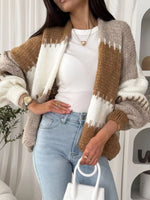 Color Block Open Front Cardigan