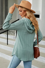 Decorative Button Drawstring Long Sleeve Hoodie