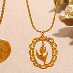 18K Gold-Plated Stainless Steel Flower Pendant Necklace