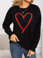 Valentine's Day Heart Graphic Dropped Shoulder Sweater