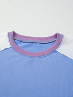 Exposed Seam Colorblock Patchwork Ribbed Trim Sweatshirt